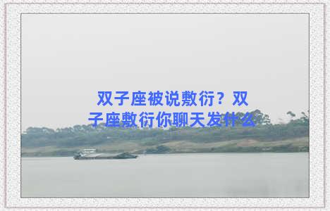 双子座被说敷衍？双子座敷衍你聊天发什么